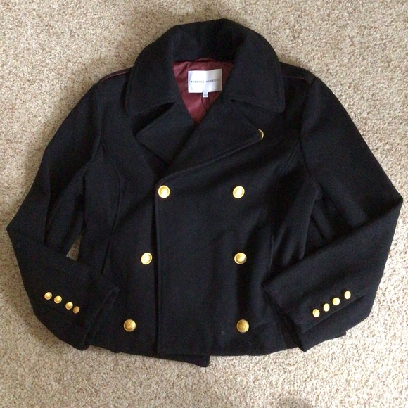 Rebecca Minkoff Black Wool Double Breasted Peacoat - Picture 3 of 11